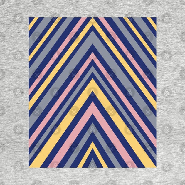 Chevron Pattern in Grey, Navy Blue, Pink and Yellow by OneThreeSix